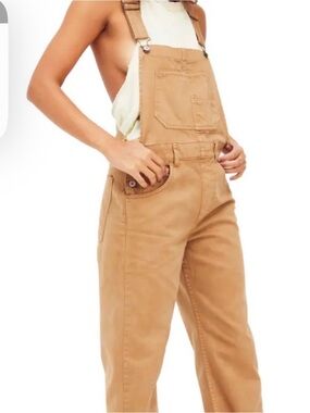 We the free Ziggy Women's Tan Canvas Overall Jeans Medium